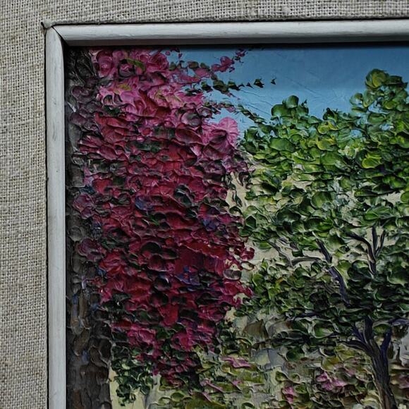 F. Poggio G. Vintage 1987 Italian Landscape Impasto Textured Oil Small Painting - Picture 4 of 12